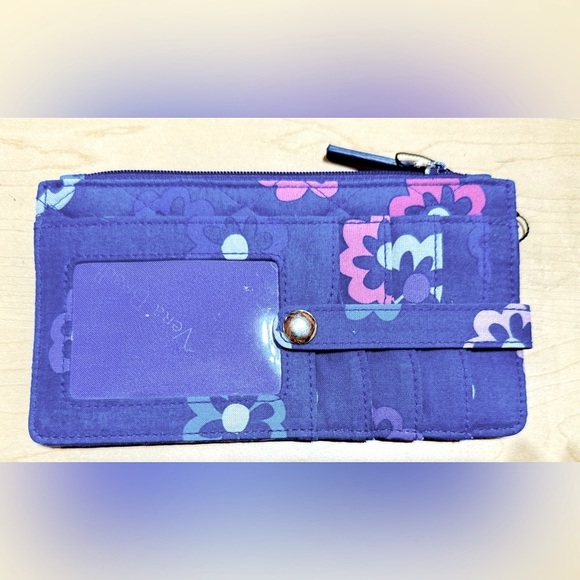 Vera Bradley Floral Blue Wallet with Pink Accents - Picture 1 of 2